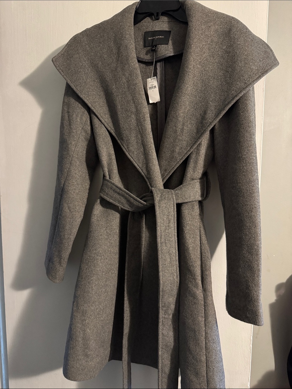 Banana Republic Charcoal Gray Belted Wrap Coat